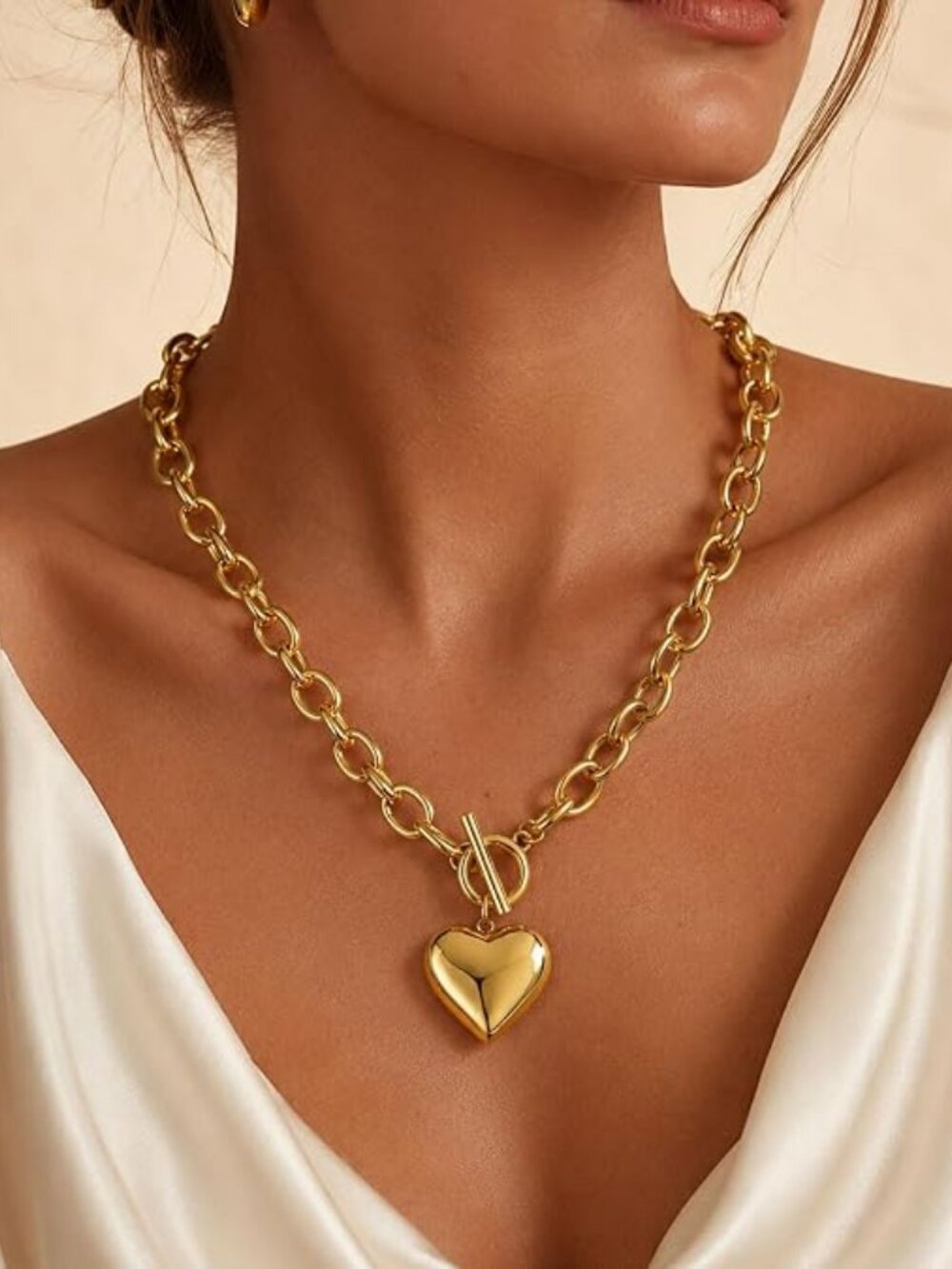 Chunky Gold Charm Necklace for Women Trendy Non Tarnish Paperclip Necklace | 14K